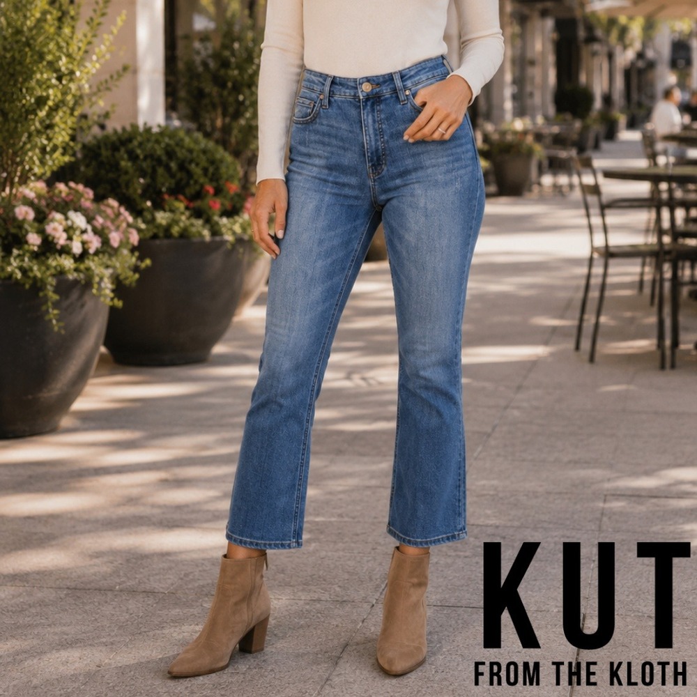 Kut from the Kloth, Kelsey Fab Ab Ankle Flare Jeans High Rise KP1847MA2N Size 4